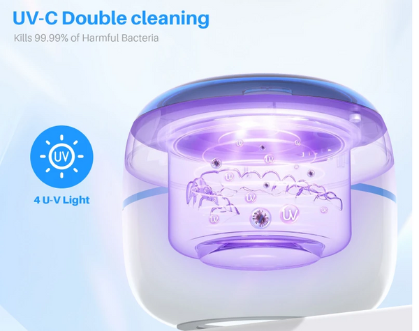 Ma boutique best ultrasonic UV dental cleaner with UV-C double cleaning and 4 U-V lights