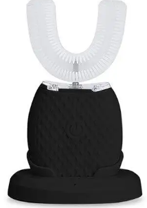 Brosse à dents électrique en forme de U noire avec socle de chargement pour un brossage facile