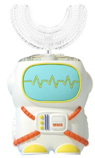 Brosse à dents électrique enfant en forme de robot avec tête de brossage transparente