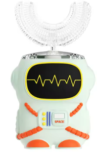 Brosse à dents électrique enfant design robot avec tête en U pour un nettoyage efficace