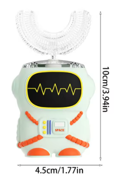 Brosse à dents électrique enfant en forme de robot avec tête de nettoyage en silicone